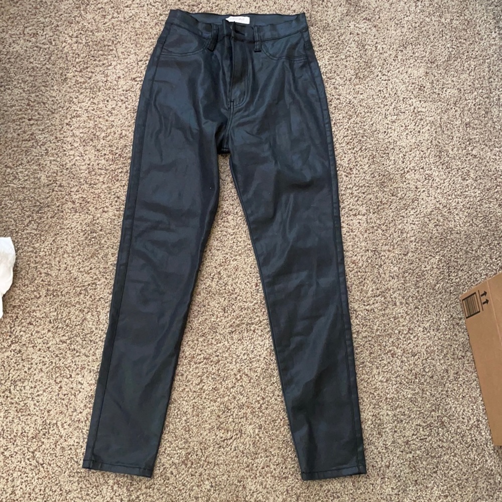 Grey bandit pleather jeans